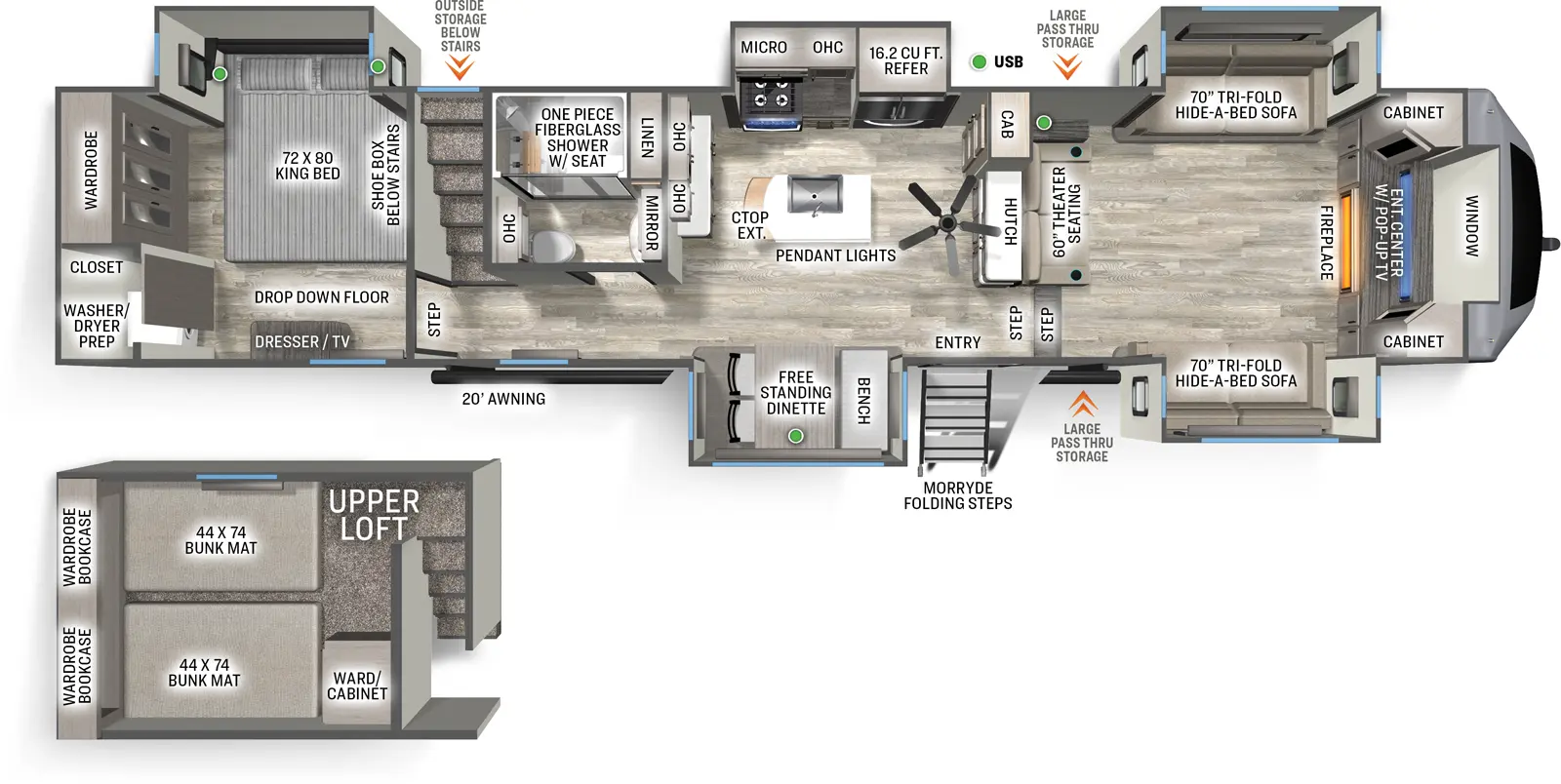 Sandpiper Fifth Wheels 3990FL Floorplan